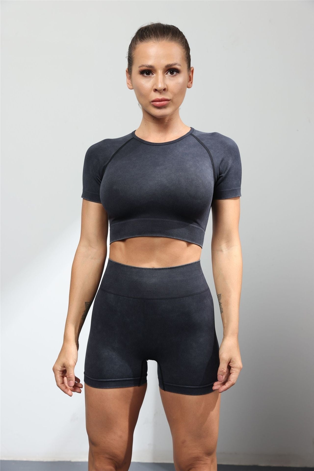 Stylish Lycra Fitness Set - Trendy Shorts & Matching Top