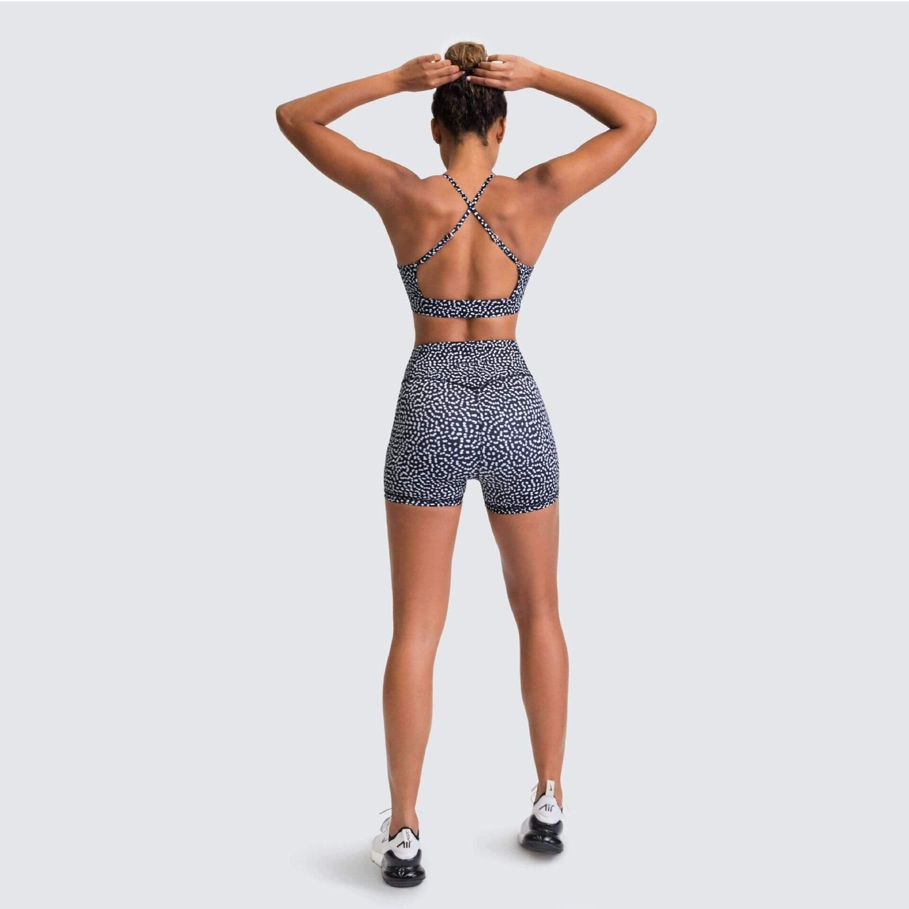 Chic Speckle Gym Set - Stylish Tops & Shorts Combo