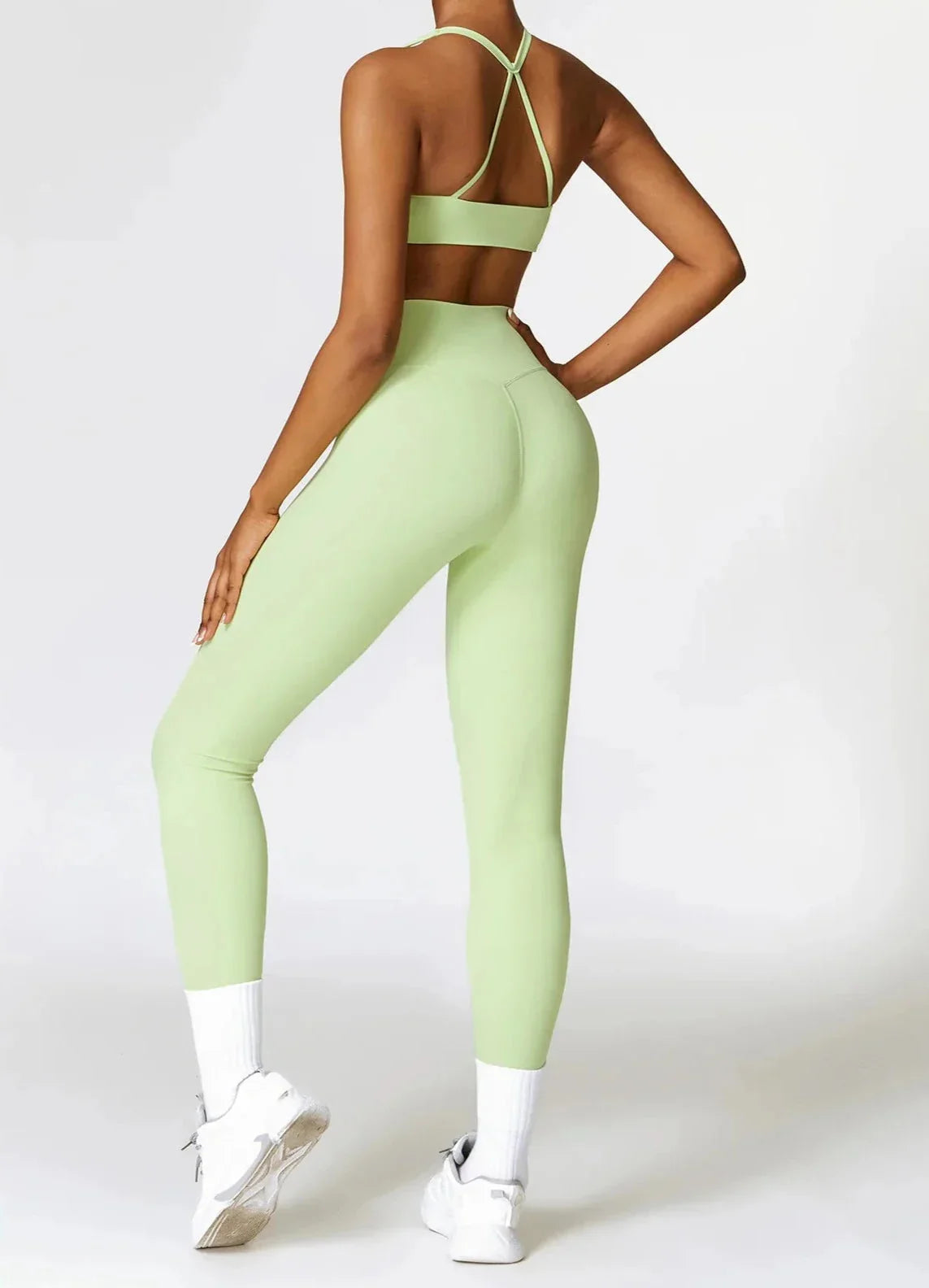 Enchanting Cross Back Activewear Set - Stylish Leggings & Top Combo