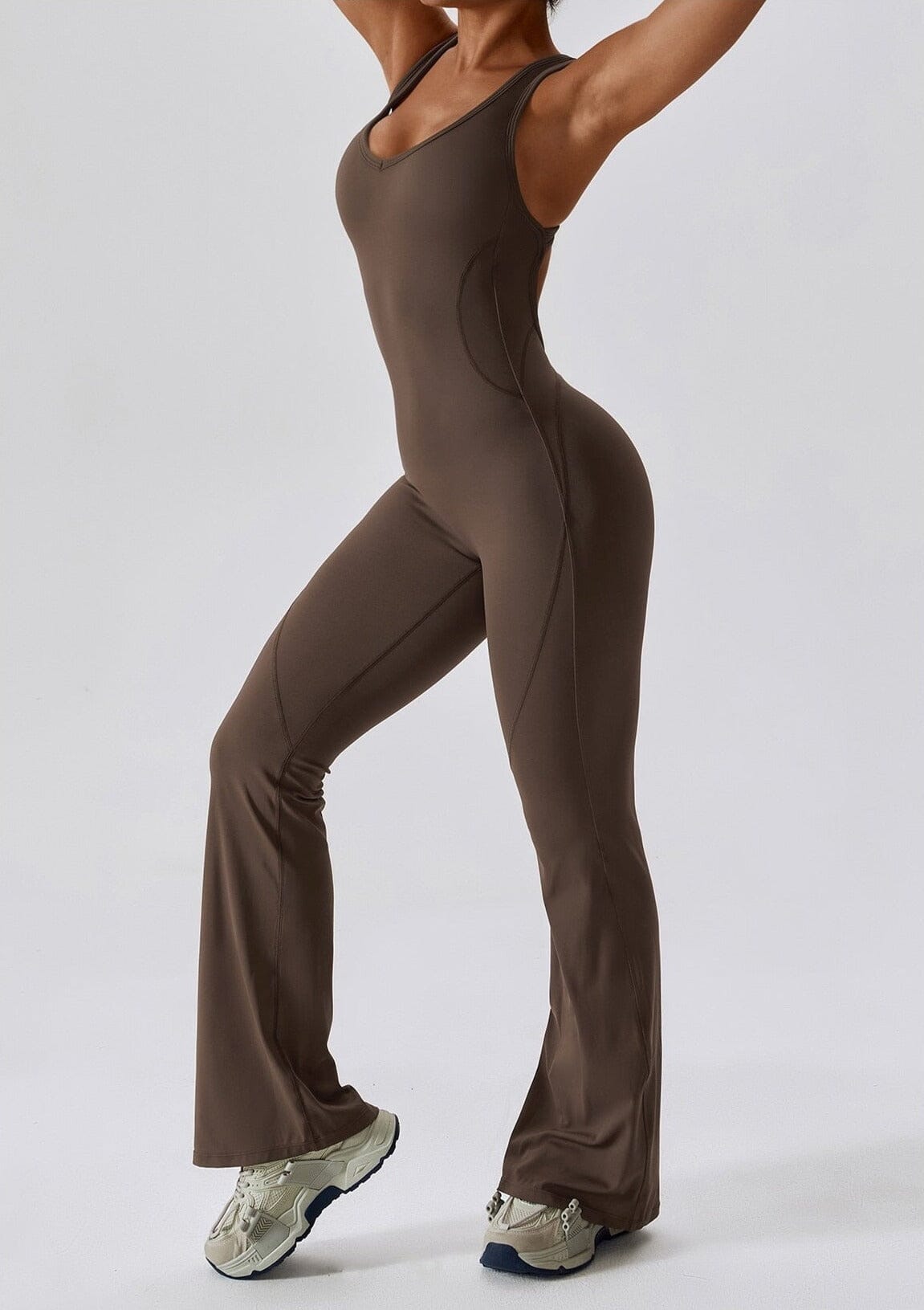 Chic Flared Backless Bodysuit for Effortless Style