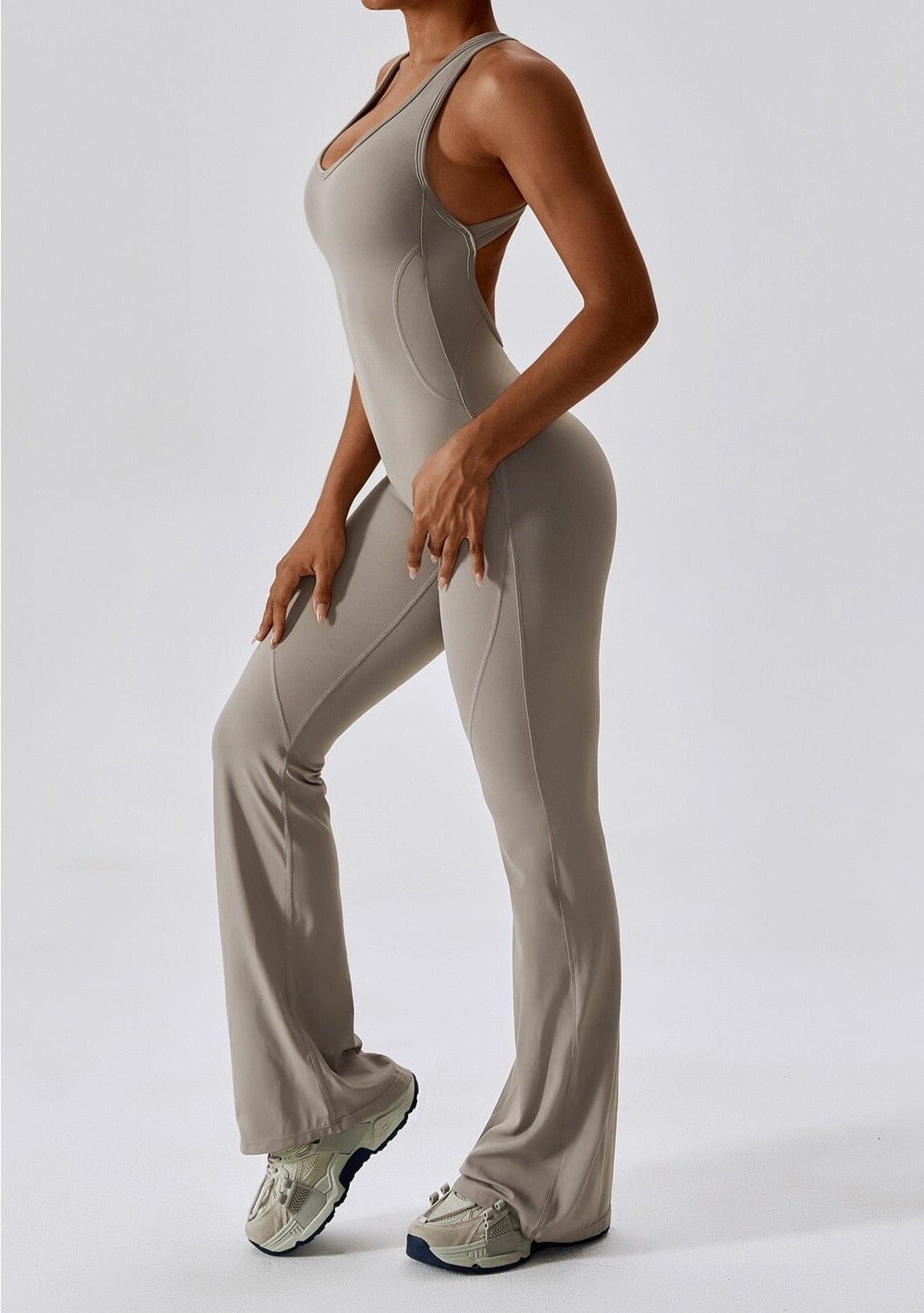 Chic Flared Backless Bodysuit for Effortless Style