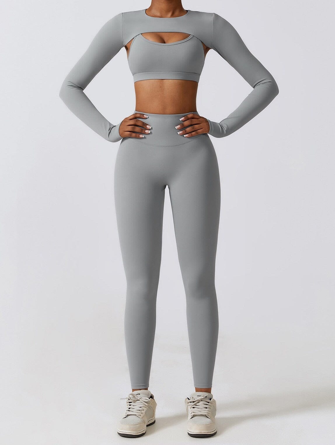 Stylish Three-Piece Overall Set - Leggings & Coordinating Top