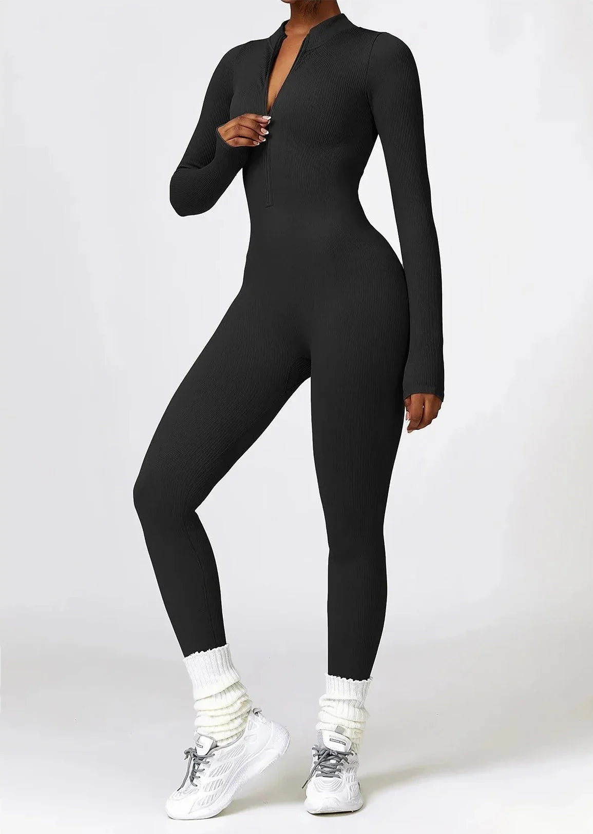 Serenity Blend Ribbed Zip-Up Jumpsuit
