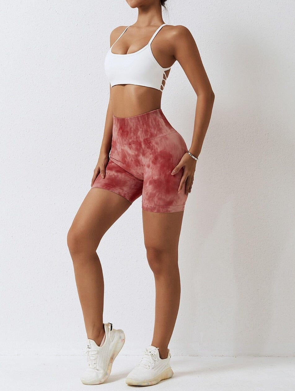 Vibrant Splash-Dyed Seamless Active Shorts
