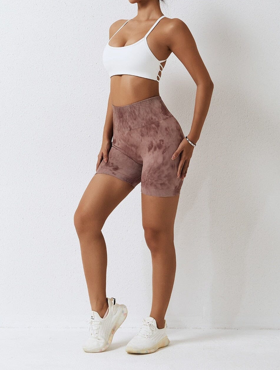 Vibrant Splash-Dyed Seamless Active Shorts