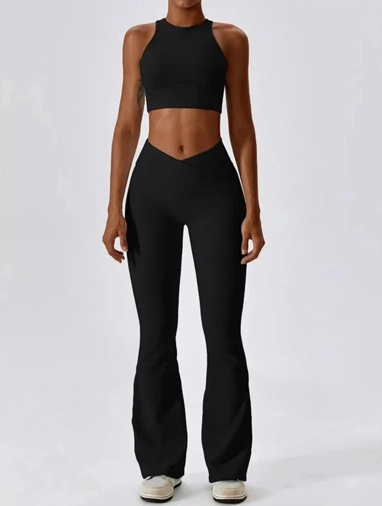 Harmony Racerback Flared Set - Leggings & Top Ensemble