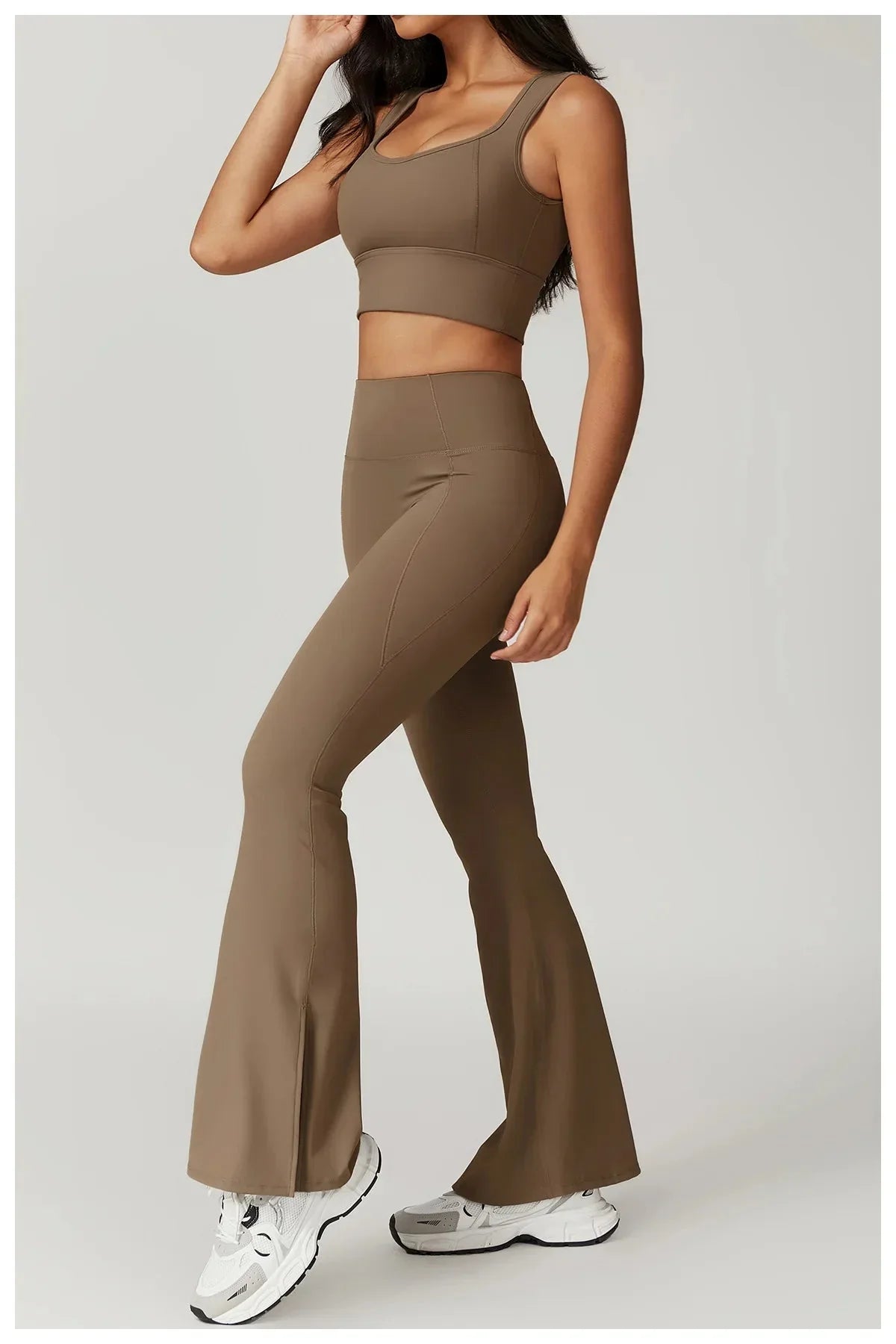 Chic Backless & Flared Performance Ensemble - Leggings & Top Combo