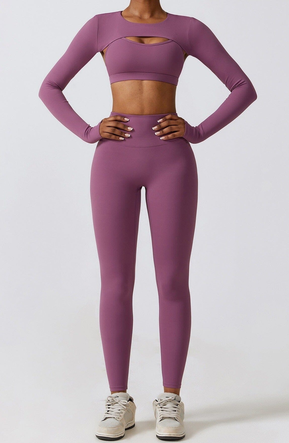 Stylish Three-Piece Overall Set - Leggings & Coordinating Top