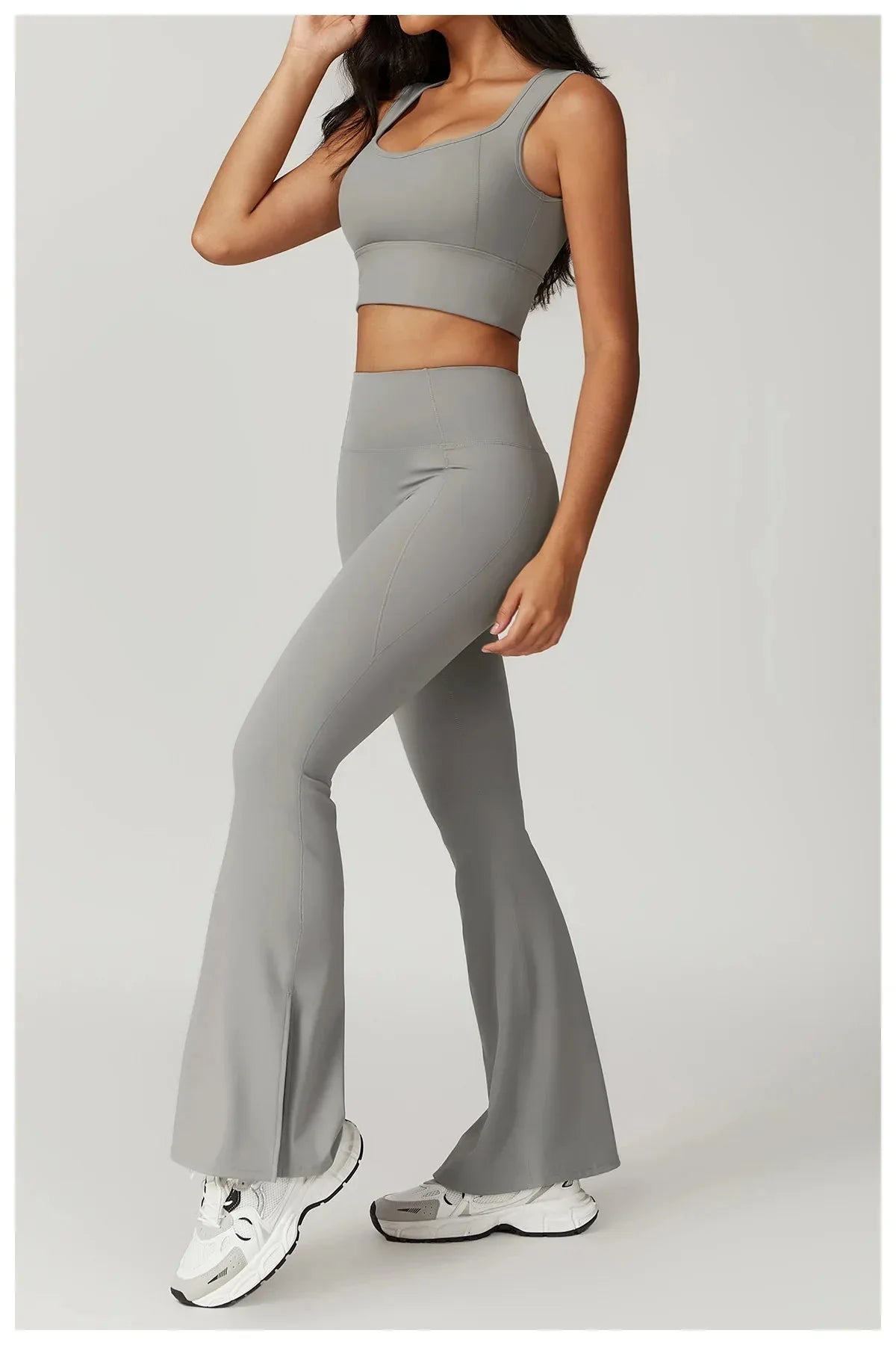 Chic Backless & Flared Performance Ensemble - Leggings & Top Combo