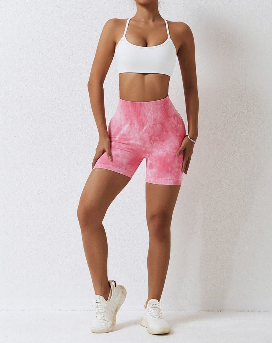 Vibrant Splash-Dyed Seamless Active Shorts