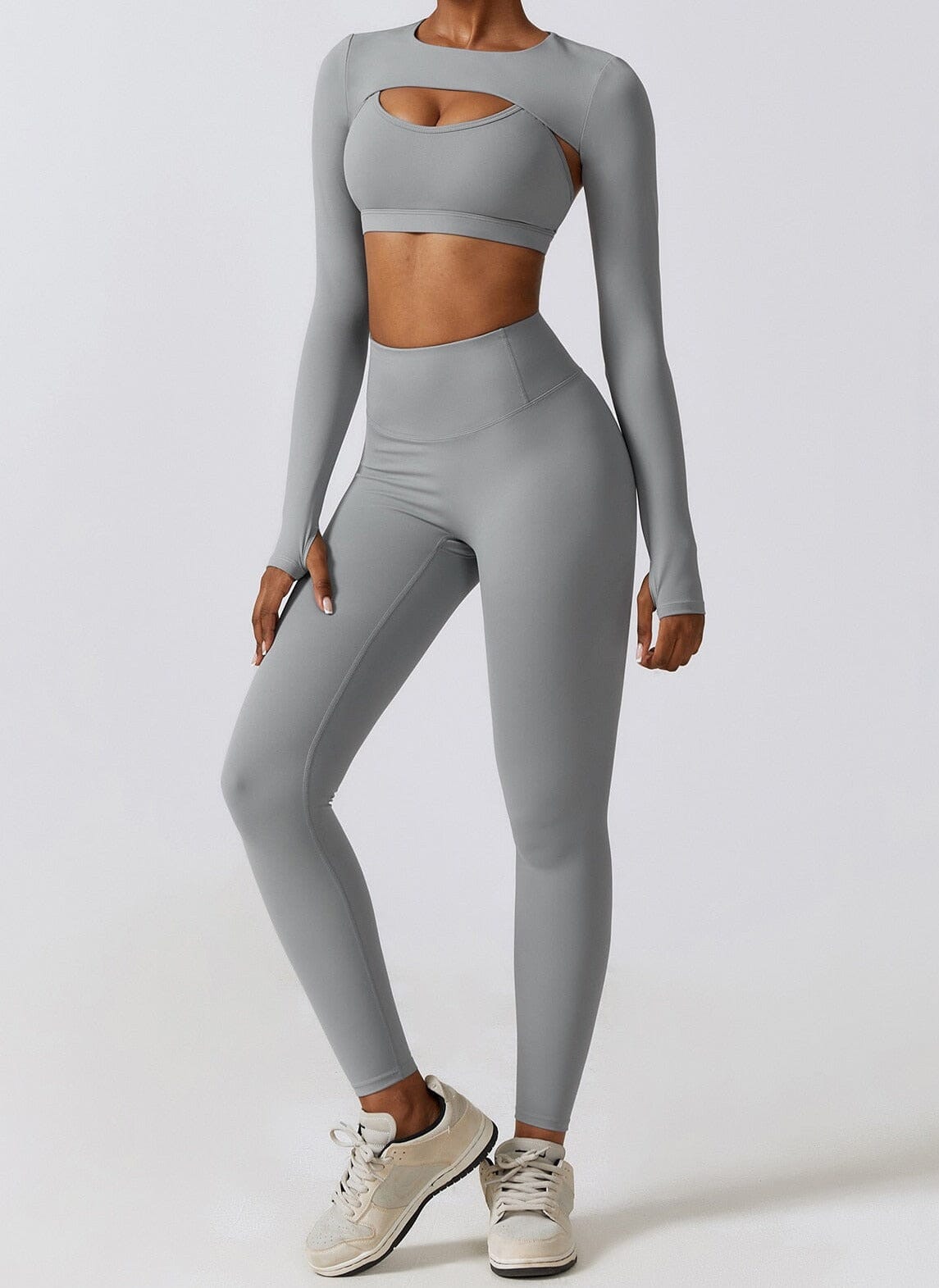 Stylish Three-Piece Overall Set - Leggings & Coordinating Top