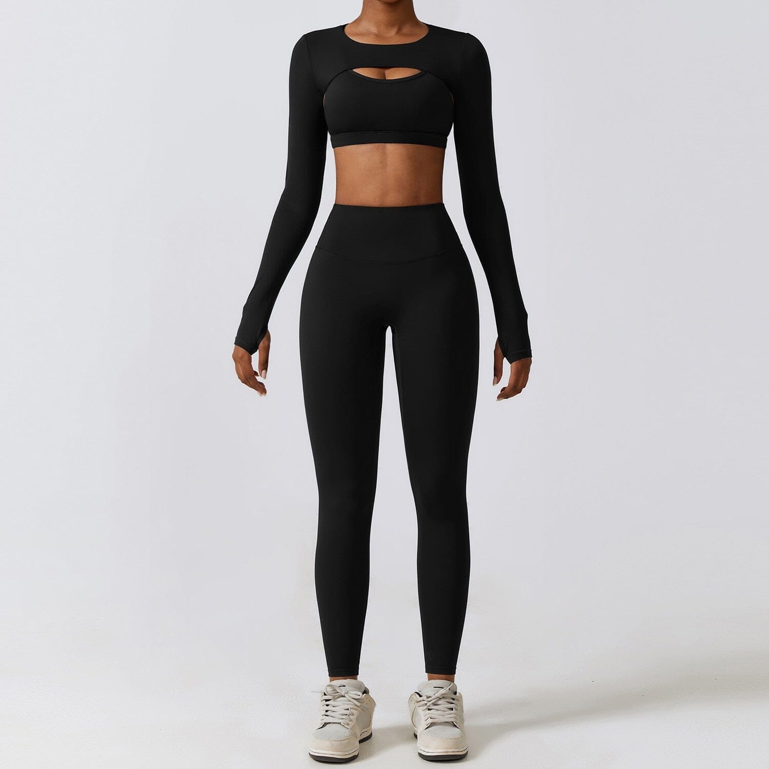 Stylish Three-Piece Overall Set - Leggings & Coordinating Top