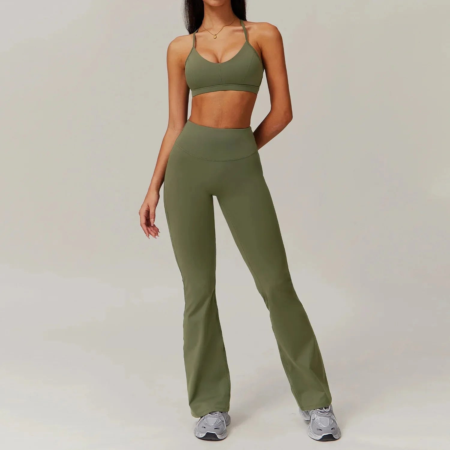 Elevate Your Workout: Stylish Flared Gym Set with Leggings and Top