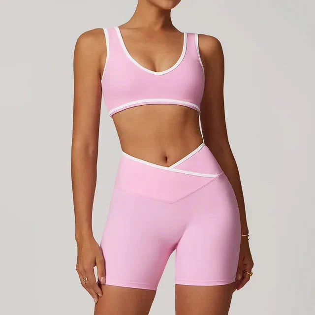 Elevate Your Workout: Myriad Step Up Gym Set with Stylish Shorts and Supportive Bra