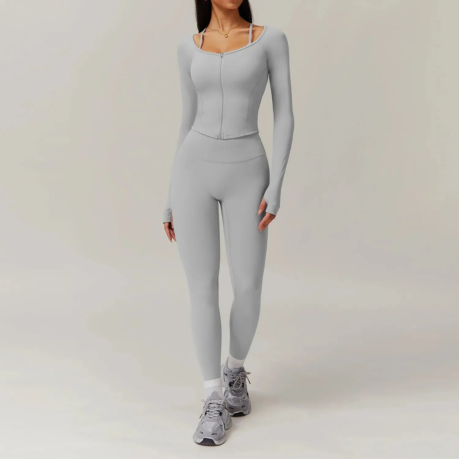 Ultimate Performance Gym Set - Stylish Leggings & Chic Long Sleeve Top