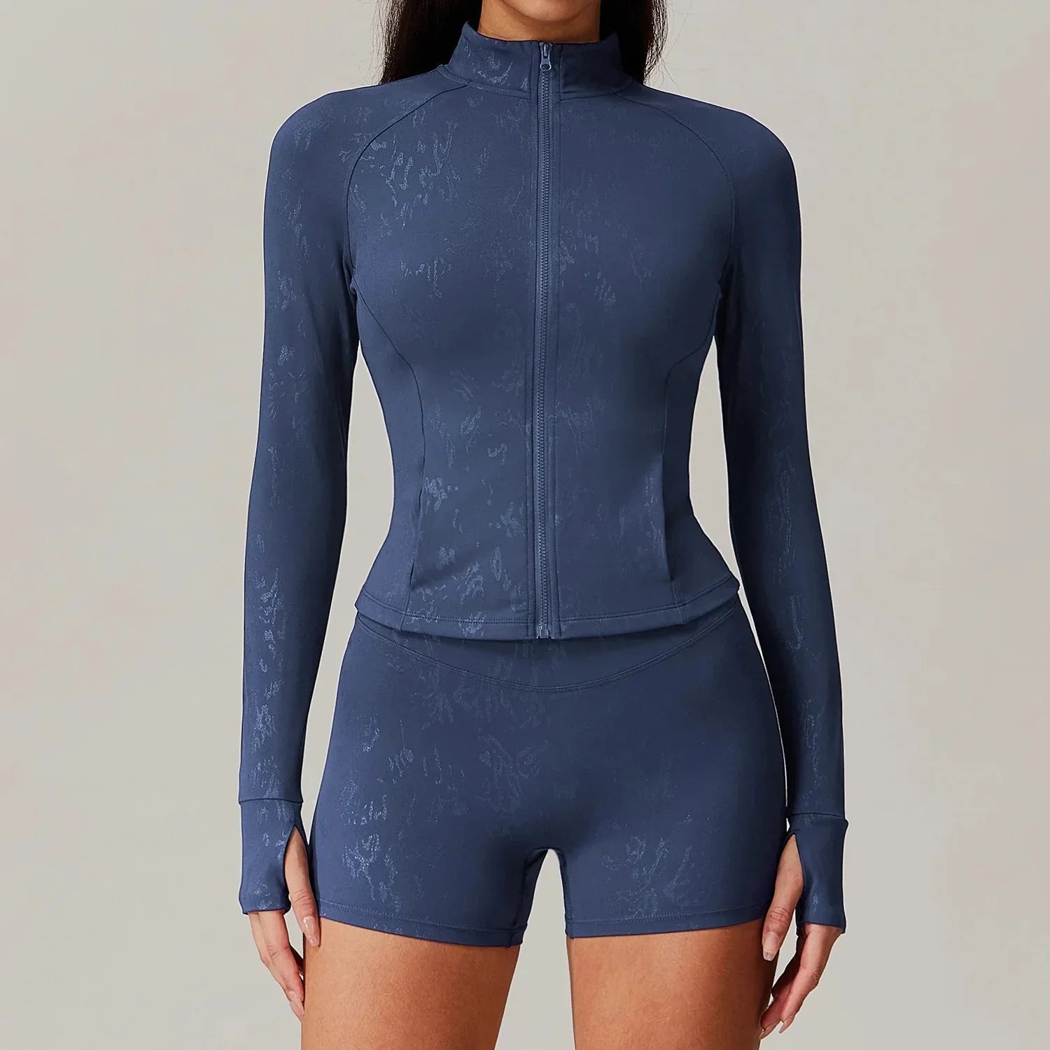 Elevate Your Workout: Coordinated Gym Set with Stylish Shorts and Jacket