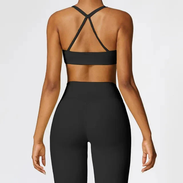 Enchanting Cross Back Activewear Set - Stylish Leggings & Top Combo